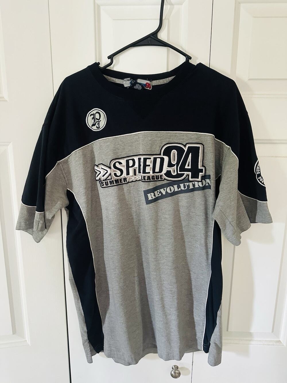 Vintage 1994 PJM Speed 94 Summer League Revolution Men's T-Shirt Gray Black XL